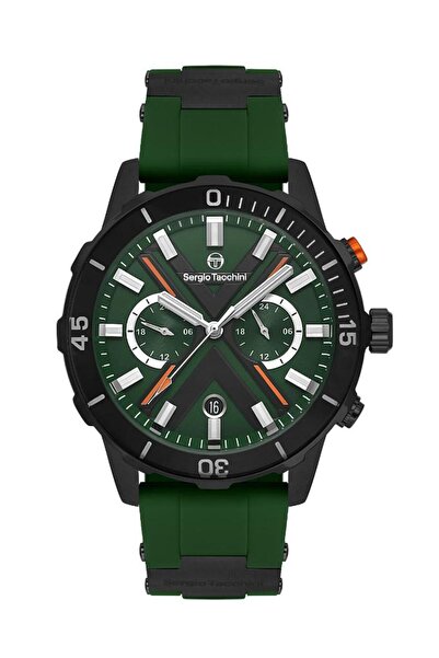 Sergio Tacchini حبل سيليكون أخضر للرجال - ST.1.10440-4 مقاوم للماء، وظائف نشطة