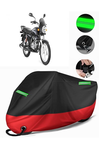 MotoEN قماش القنب الفاخر المتوافق مع Bajaj Boxer (متوافق مع القفل) أسود-أحمر