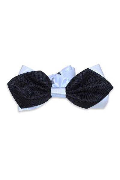 Fitmens Men's Bow Tie Dobby Patterned Pn03 - Black White