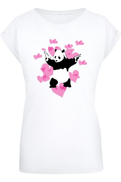 Merchcode Ladies Brandalised - Panda Guns With Hearts T-shirt
