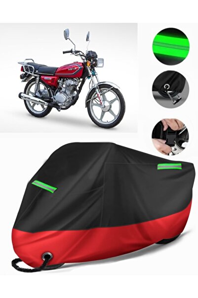 MotoEN غطاء دراجة نارية ممتاز متوافق مع Asia AS 125 (متوافق مع القفل) أسود-أحمر