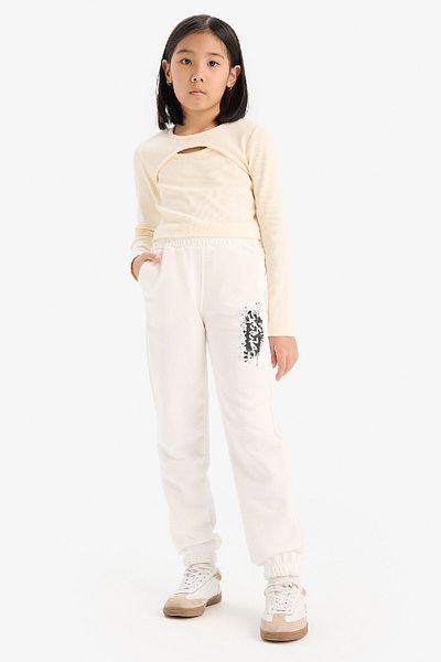 DeFacto Girl's Elastic Waist Printed Jogger Sweatpants E0025A825Sp