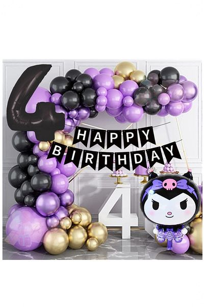 BİDOLUMUTLULUK Kuromi Like Foil Balloon Set - Birthday Concept Party and Location Chamilam Program
