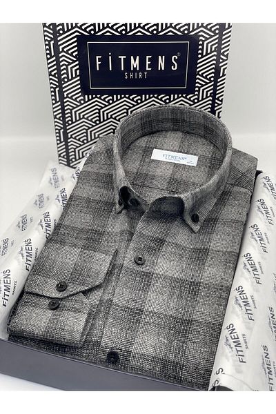 Fitmens Classic Long Sleeve Winter 100% Cotton Collar Buttoned Gift Boxed Men's Shirt Fs- 003135   - Black