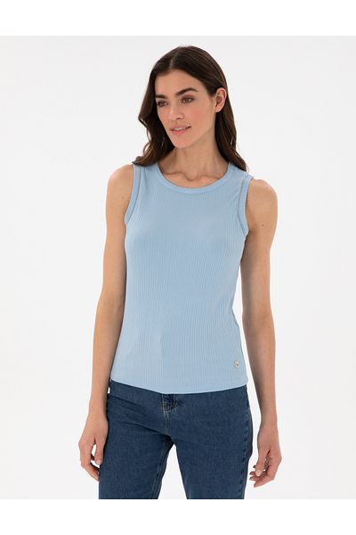 Pierre Cardin Light Blue Ex. Slim Fit Knitted Blouse 50301485 -Vr003