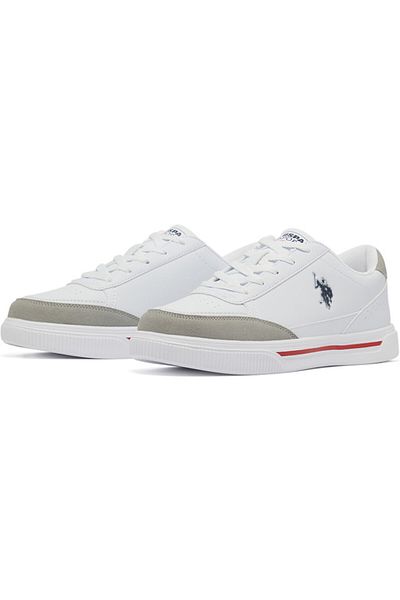 U.S. Polo Assn. Men's White Low-Top Sneakers - Lightweight Lace-Up Design, Comfortable for Everyday Outfits