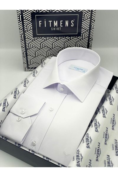 Fitmens Classic Long Sleeve Gold Satin Men's Gift Boxed Shirt Without Pockets Fs- 003308   - White