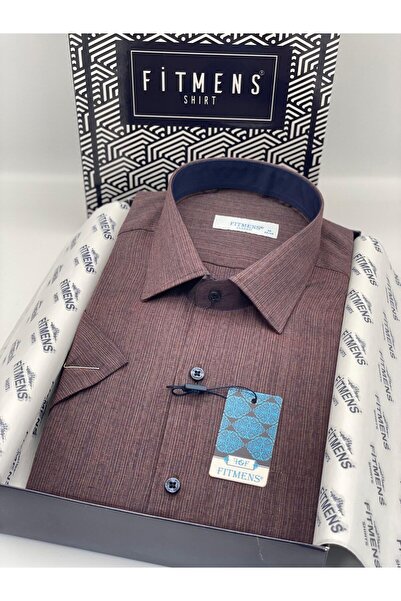 Fitmens Classic Short Sleeve Linen Gift Boxed Men's Shirt Fs-003575 - Burgundy