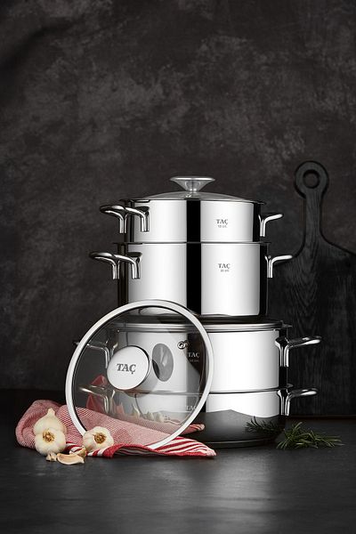 Taç 8 Piece Bengü Pro Steel Cookware Set Metal Handle