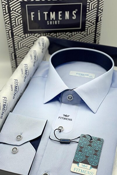 Fitmens قميص رجالي كلاسيكي بأكمام طويلة من الجبردين مع علبة هدايا FS-002155 -...