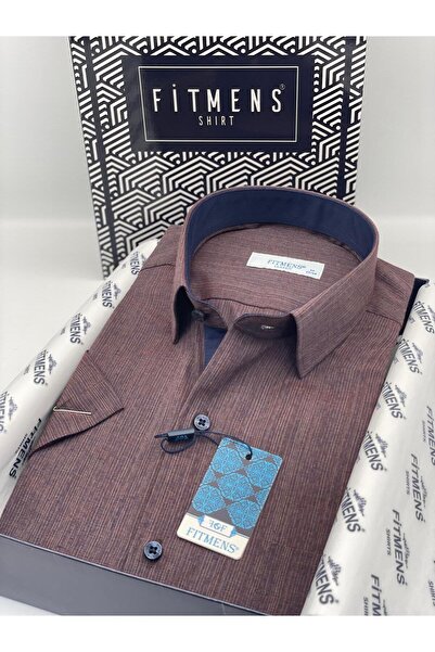 Fitmens Classic Short Sleeve Linen Gift Boxed Men's Shirt Fs-003575 - Burgundy