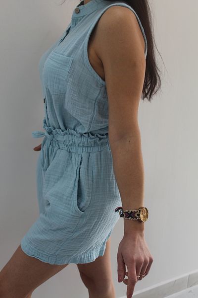 red sable Vest Set with Muslin Shorts