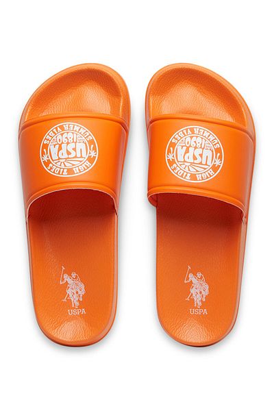 U.S. Polo Assn. Women's Orange Slides - Lightweight, Comfortable Casual Shoes
