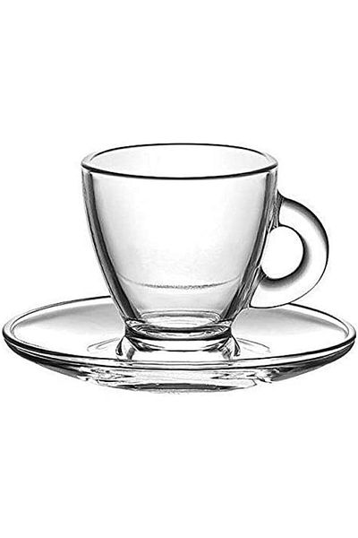 LAV -Borella Casalighi Rome Caffe With Plate Set Transparent, 12 Units (Ar387)
