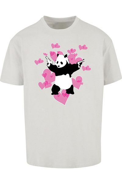 Merchcode Brandalised - Panda Guns With Hearts Schweres Oversize-T-Shirt