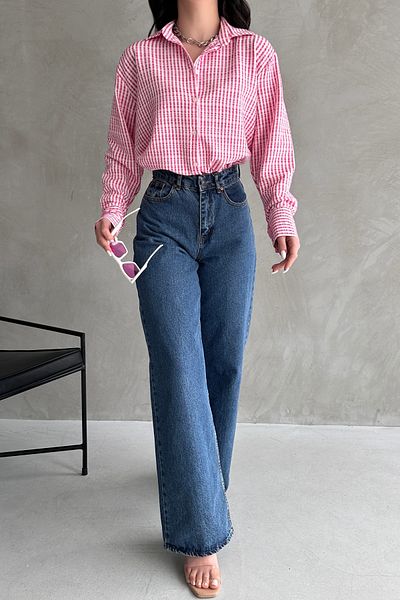 Fav Style Combinație roz supradimensionată cu mâneci lungi cu dungi