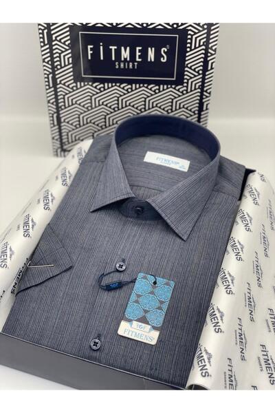 Fitmens Classic Short Sleeve Linen Gift Boxed Men's Shirt Fs-003575 - Dark Na...