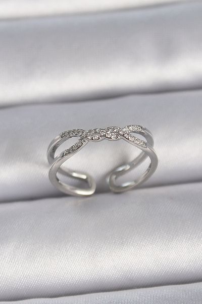 Skygo Brass Silver Color Adjustable Zircon Stone Coiled Model Women's Ring - Tj-Byk3401