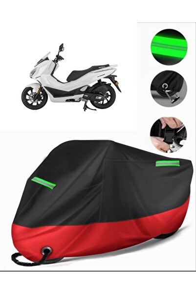 MotoEN Mondial 125 Strada Uyumlu Premium Motosiklet Brandası(Kilit Uyumlu)Siyah-Kırmızı