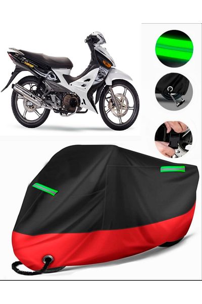 MotoEN Modenas Gt135 Compatible Premium Motorcycle Tarpaulin (Lock Compatible) Black-Red