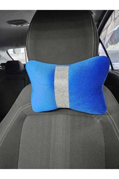 sıcak köşe وسادة رقبة مخططة باللون الأزرق المخملي الفضي من ساكس، قطعتين