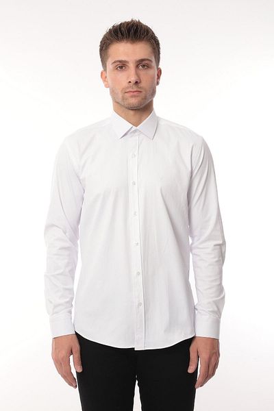 Fitmens White Men's Shirt - Slim Fit, Long Sleeve, Lycra, Easy Ironing, Gift Box Fs- 002969
