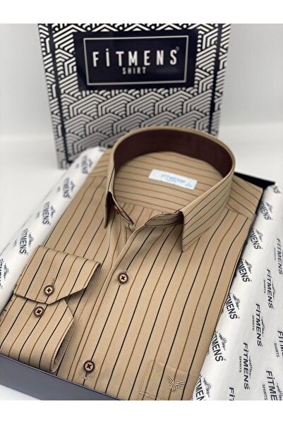 Fitmens Classic Long Sleeve Premium Striped Gift Boxed Men's Shirt Fs-003272 - Brown