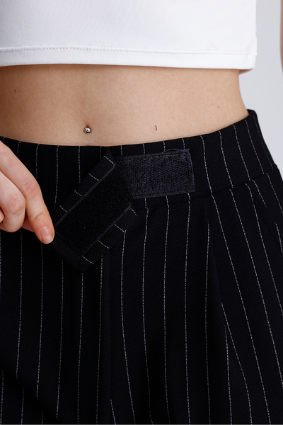 FV Palazzo Pantolon Oversize Kesim Cırt Kapamalı Siyah Likralı Kadın Pantolon