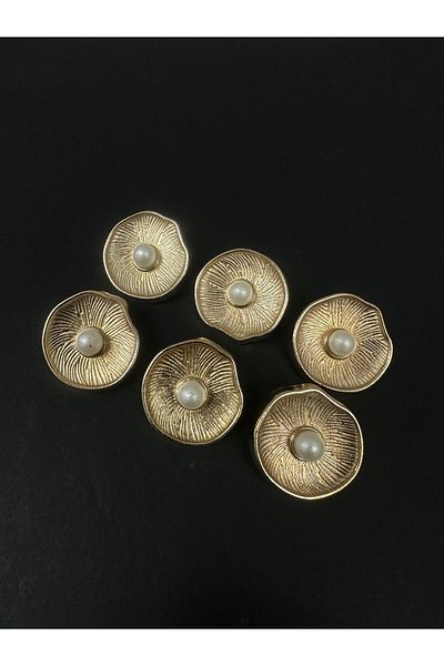 T.T Polnet Button Gold Pearl Model Metal Blazer Jacket Treccot Button 2.29 cm