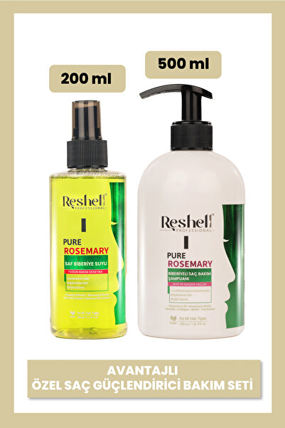 Reshell Biberiye Saç Bakım Seti 500 ml Biberiyeli Saç Bakım Şampuanı 200 ml Saf Biberiye Suyu