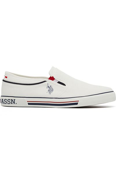 U.S. Polo Assn. Men's White Low-Top Sneakers - Lightweight Slip-On Design, Comfortable for Everyday Outfits