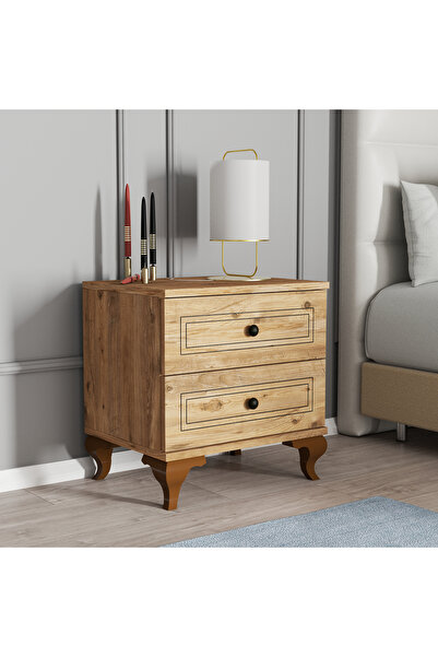 Moxen Mobilya 2 Çekmeceli Çizgili Komodin