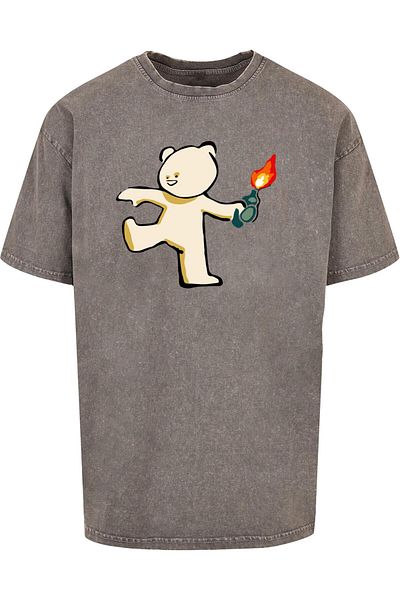 Merchcode Brandalised - Molotov Teddy Acid Washed Oversize-T-Shirt