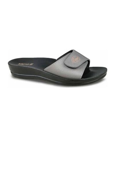 Ceyo Papuci de damă anatomici cu velcro de culoare platină Mınerva