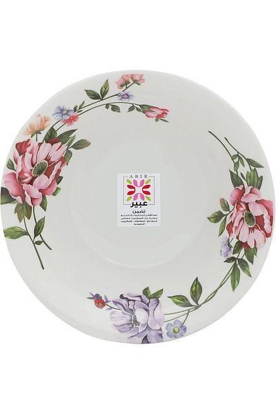 Abir Melamine Deep Round Bowl 13 CM / 5.12 INCH White Floral Design For Food Kitchen Use Outdoor & R