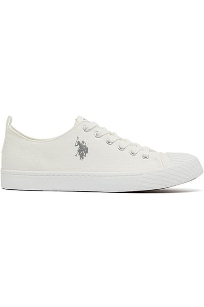 U.S. Polo Assn. Men's White Low-Top Canvas Sneakers - Iconic Branding for a Clean Look