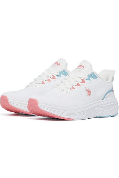 U.S. Polo Assn. Women's White Low-Top Sneakers - Bold Lace-Up Style, Comfortable Casual Footwear