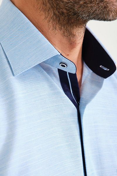 Fitmens قميص رجالي كلاسيكي بأكمام قصيرة على شكل حرف V من الكتان مع صندوق هدايا Fs- 001217   - تركواز