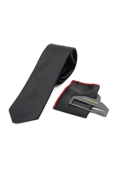 Fitmens Black Men's Tie and Handkerchief Set - Fs- 001866