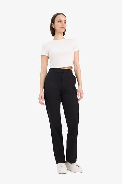 DeFacto Cool Straight Fit Gabardine Trousers High Waist E4346Ax25Sp