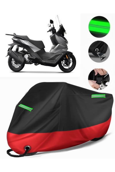 MotoEN غطاء دراجة نارية ممتاز متوافق مع Voge SR3 (متوافق مع القفل) أسود-أحمر