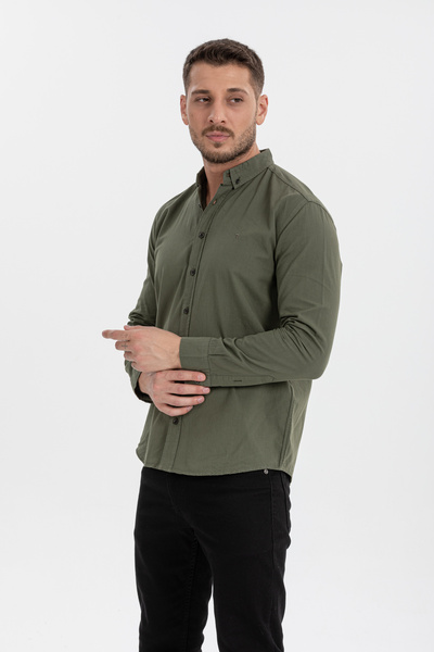 Klothy Erkek Gabardin Kumaş Pamuklu Yıkamalı Regular Kalıp Gömlek