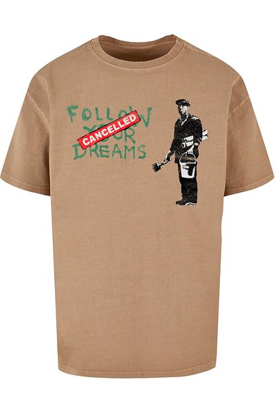Merchcode Brandalised - „Follow Your Dreams“-T-Shirt mit Acid-Waschung in Übergröße