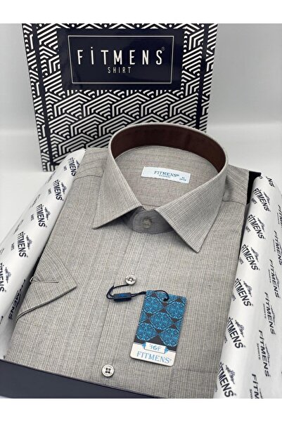 Fitmens Classic Short Sleeve Linen Gift Boxed Men's Shirt Fs-003575 - Light Grey