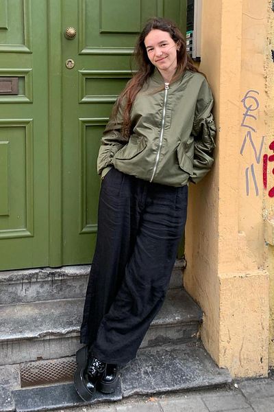 Madmext Black Drawstring Wide Leg Fabric Trousers Mg1950