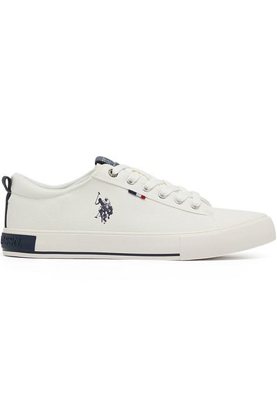 U.S. Polo Assn. Men's White Low-Top Canvas Sneakers - Iconic Branding for a Clean Look