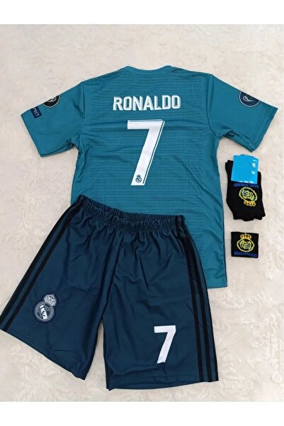 yenteks Cr7 7numara Ronaldo Turkuaz Çocuk Forma Takımı 4 Lü Set