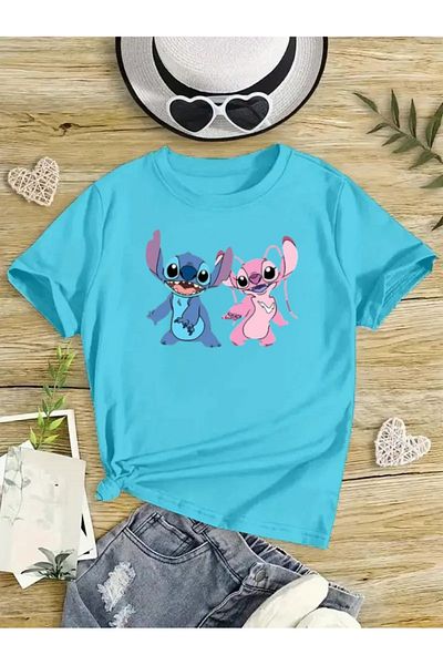 New Shine 1 tricou este un cadou pentru achiziții de 6 și mai sus în coș - Tricou supradimensionat pentru copii cu imprimeu Angel și Stitich