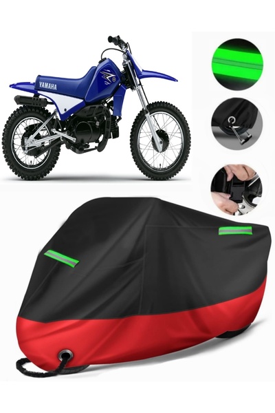 MotoEN قماش القنب الفاخر المتوافق مع Yamaha PW 80 (متوافق مع القفل) أسود-أحمر