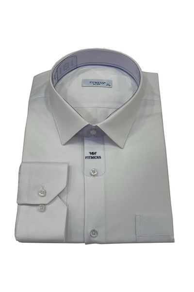 Fitmens Oversize Large Size Long Sleeve Oxford Gift Boxed Men's Shirt Fs- 002398   - White Blue